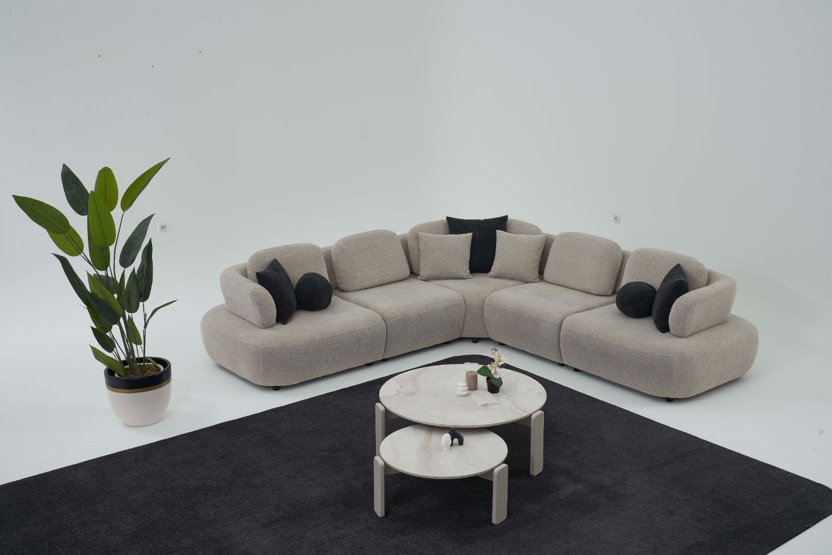 Canapé Modulaire Eleganza – Velours Bleu Nuit