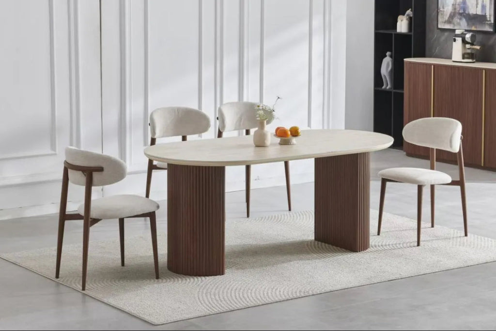 Table à Manger Rectangulaire CALYPSO Noyer Céramique – 180x90 cm