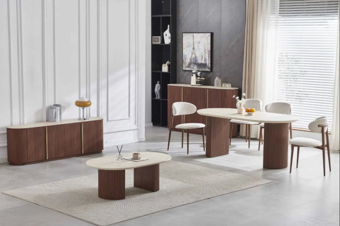 Table à Manger Rectangulaire CALYPSO Noyer Céramique – 180x90 cm