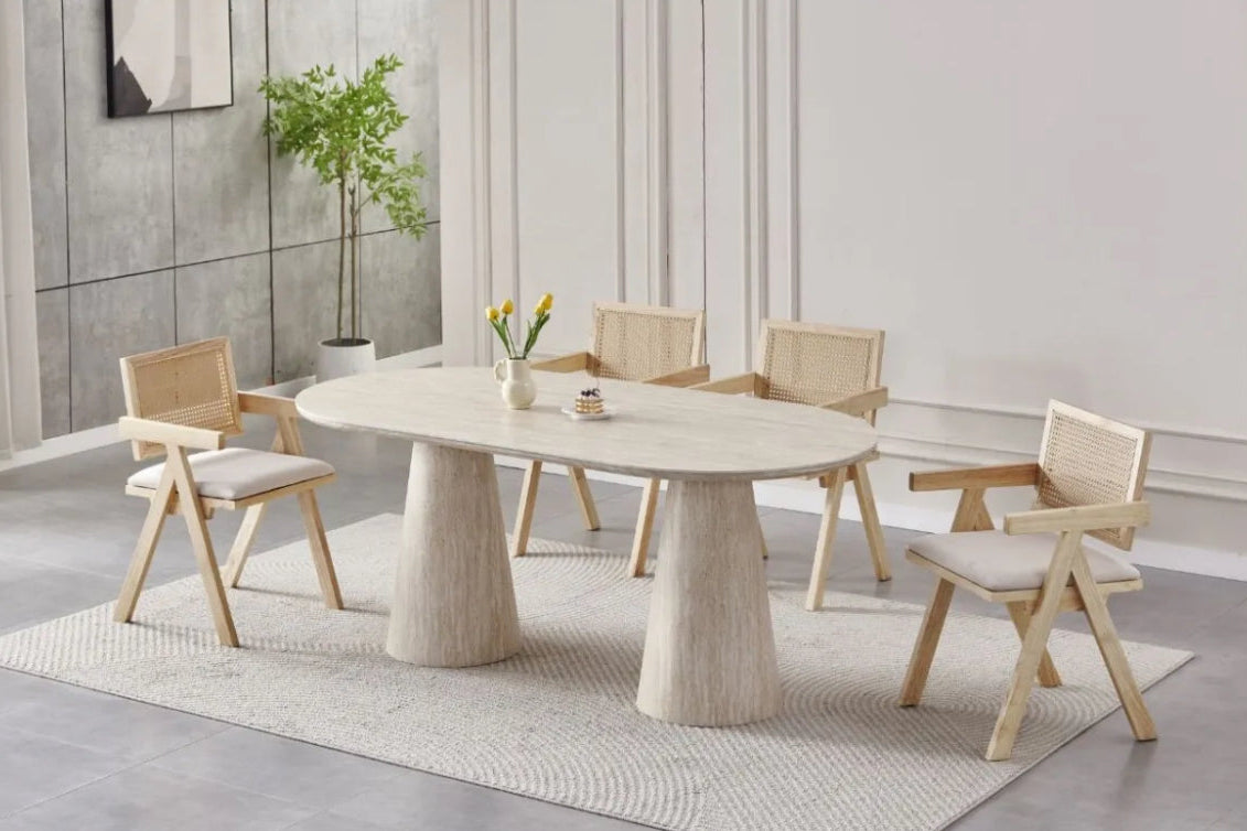 Table à Manger Rectangulaire Iconic Travertin – 180x90 cm